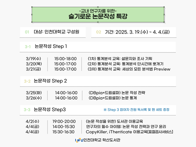 학산도서관에서 운영하는 「슬기로운 논문작성」특강